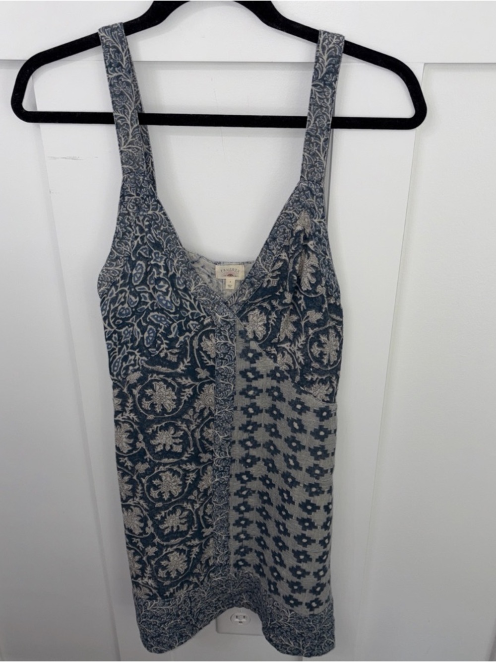 Blue Floral Patchwork Dress-Faherty Annabelle dress size 4-Blue & Ivory
